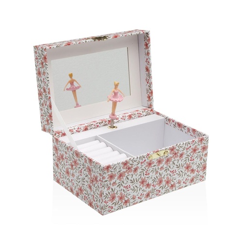 Jewelry box Versa Wood MDF Wood 12 x 10 x 18 cm Flowers