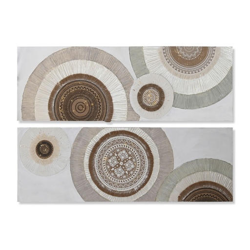 Cuadro Home ESPRIT Blanco Beige Círculos Escandinavo 150 x 3 x 50 cm (2 Unidades)