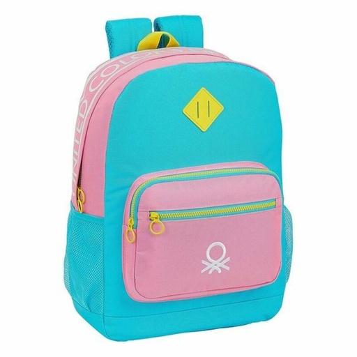 Mochila para Portátil Benetton Color Block 15,6'' Amarillo Rosa Turquesa