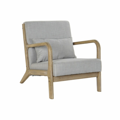 Butaca DKD Home Decor Gris Natural Poliéster Madera de caucho 65 x 83 x 74 cm 66 x 79 x 76 cm