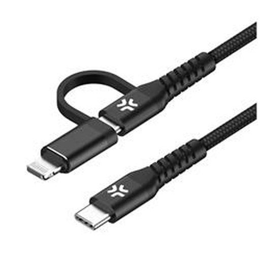 Cable USB-C Celly USBC2IN1BK Negro 1 m 2 m