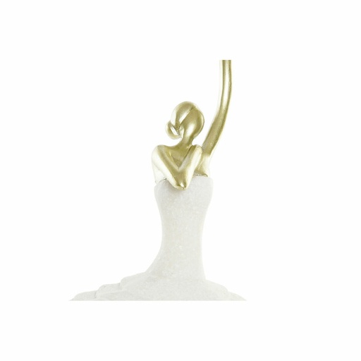 Figura Decorativa DKD Home Decor Blanco Dorado Romántico Bailarina Ballet 13,5 x 12,5 x 40 cm