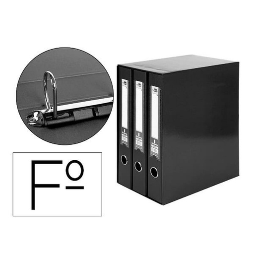 Carpeta de anillas Liderpapel MD32 A4 Negro 3 Unidades