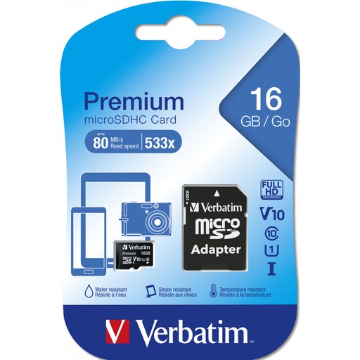 Tarjeta Micro SD Verbatim Premium 16 GB