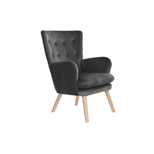 Armchair DKD Home Decor Natural Dark grey Polyester Wood 66 x 67 x 92 cm
