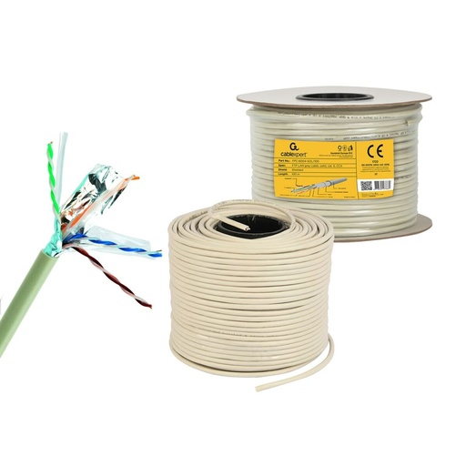 Cable de Red Rígido UTP Categoría 6 GEMBIRD CAT6 FTP 100m Gris 100 m