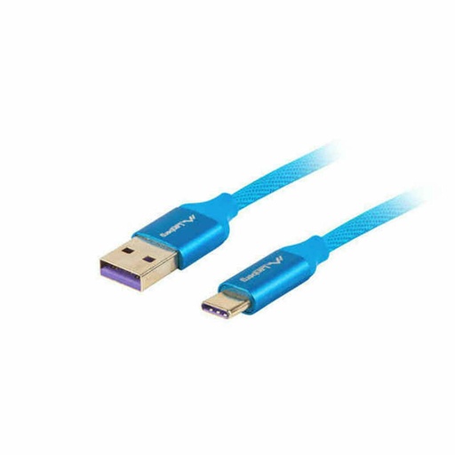 Cable USB A a USB-C Lanberg CA-USBO-21CU-0010-BL Azul 1 m (1 unidad) ( 1m)