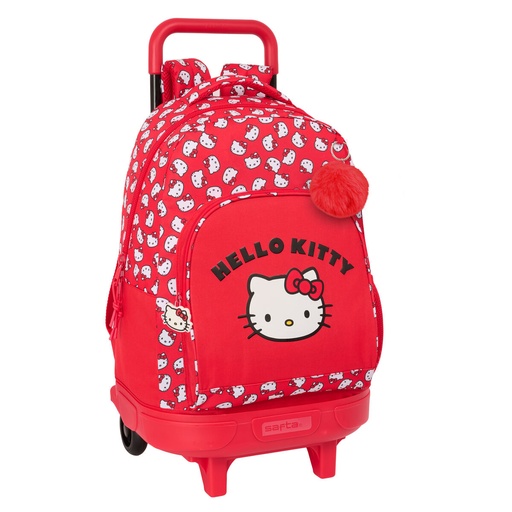 Mochila Escolar con Ruedas Hello Kitty Iconic Blanco Rojo 33 x 45 x 22 cm