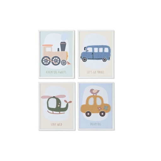 Cuadro Home ESPRIT Amarillo Azul Lienzo 30 x 1,8 x 40 cm (4 Unidades)