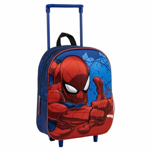 School Rucksack with Wheels Spider-Man Blue 3D