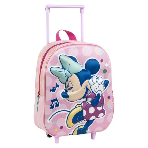 3D School Bag with Wheels Minnie Mouse Pink