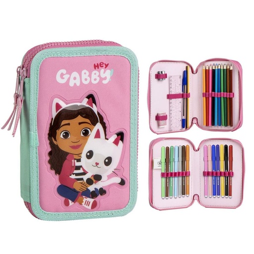 School Case with Accessories Gabby's Dollhouse Pink 41 x 58 x 3 cm