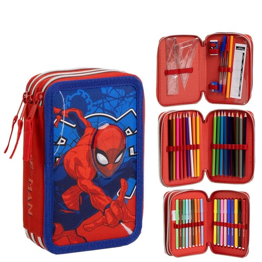 School Case with Accessories Spider-Man Blue 41 x 58 x 3 cm
