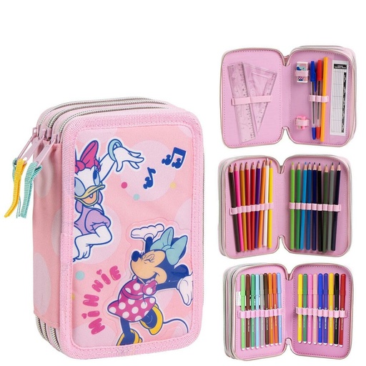 School Case with Accessories Minnie Mouse Pink 41 x 58 x 3 cm
