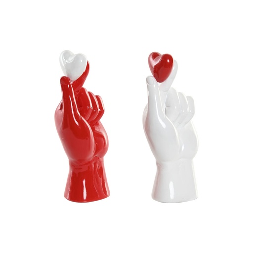Figura Decorativa Home ESPRIT Blanco Rojo Mano 12 x 8,5 x 26 cm (2 Unidades)