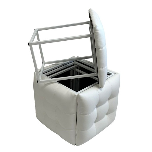 Set of stools GO GIFT Transformer White Leather Steel 50 x 50 x 50 cm Pouffe 5-in-1 5 Units