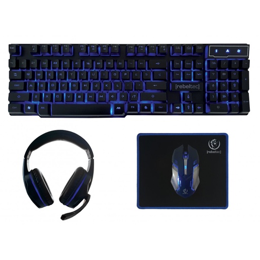 Teclado y Ratón Rebeltec RBLKLA00035 Negro Inglés QWERTY