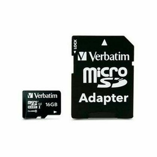 Tarjeta de Memoria Micro SD con Adaptador Verbatim Negro 16 GB