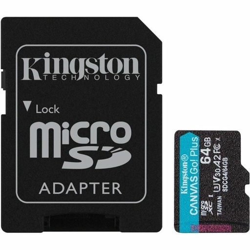 Tarjeta de Memoria Micro SD con Adaptador Kingston CANVAS Go! Plus 64 GB