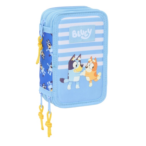 Triple Pencil Case Bluey Let's play Blue 12,5 x 19,5 x 5,5 cm 37 Pieces
