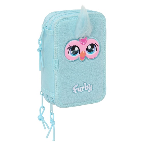 Plumier Triple Furby Azul 12,5 x 19,5 x 5,5 cm 37 Piezas