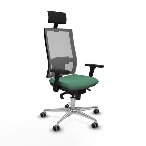 Silla de Oficina con Cabecero Piqueras y Crespo 3D086G1 Verde Esmeralda