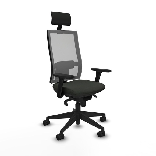 Silla de Oficina con Cabecero Piqueras y Crespo 3D066N1 Negro