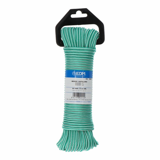 Shoelace, cord EDM 87912 White Green polypropylene 4,5 mm x 25 m Braiding