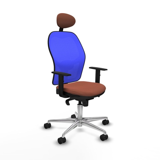 Silla de Oficina con Cabecero Jorquera Piqueras y Crespo 1D086N1 Azul Marrón