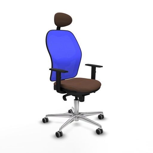 Silla de Oficina con Cabecero Jorquera Piqueras y Crespo 1D086G1 Azul Marrón oscuro