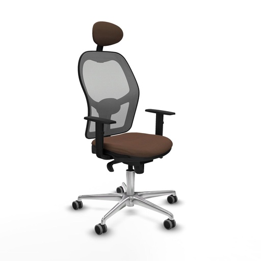 Office Chair with Headrest Jorquera Piqueras y Crespo 1D086G1 Grey Dark brown