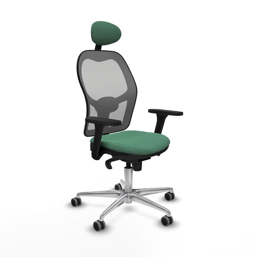 Silla de Oficina con Cabecero Piqueras y Crespo 3D086G1 Verde Esmeralda