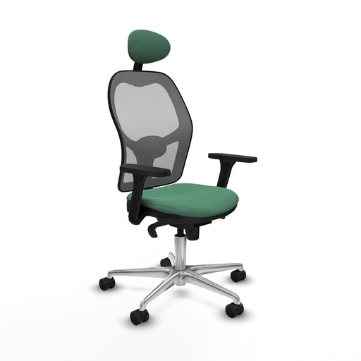 Silla de Oficina con Cabecero Piqueras y Crespo 3D086N1 Verde Esmeralda