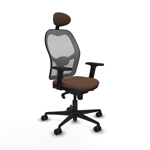 Silla de Oficina con Cabecero Piqueras y Crespo 2D036N1 Gris Marrón oscuro