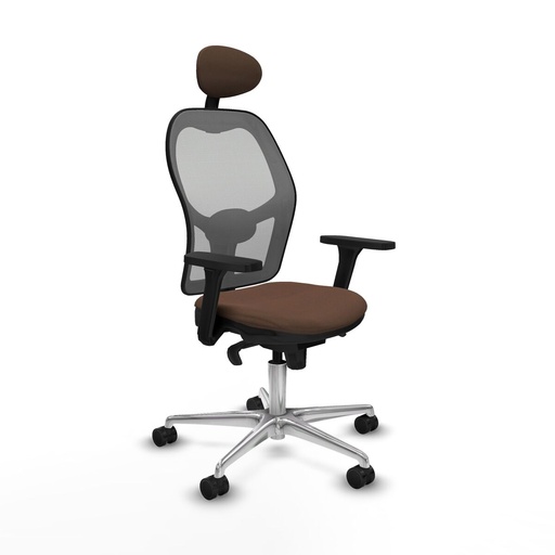 Silla de Oficina con Cabecero Piqueras y Crespo 3D086N1 Gris Marrón oscuro