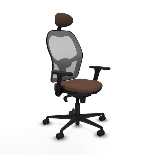 Silla de Oficina con Cabecero Piqueras y Crespo 3D036N1 Gris Marrón oscuro