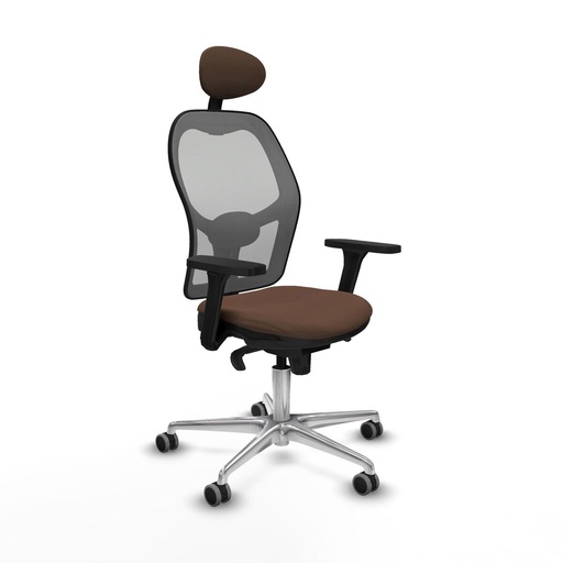 Silla de Oficina con Cabecero Piqueras y Crespo 3D086G1 Gris Marrón oscuro
