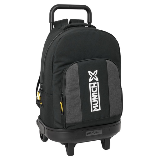 School Rucksack with Wheels Munich Topo Black 33 x 45 x 22 cm