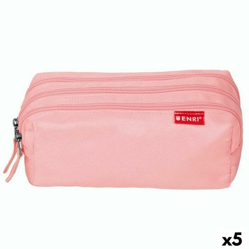 Estuche Escolar ENRI Rosa 21 x 7 x 11 cm (5 Unidades)