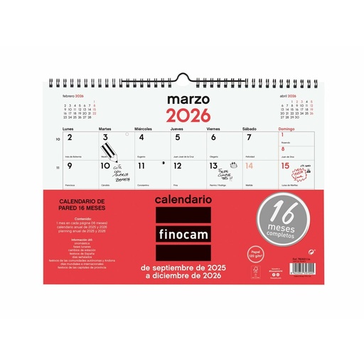 Calendario de pared Finocam