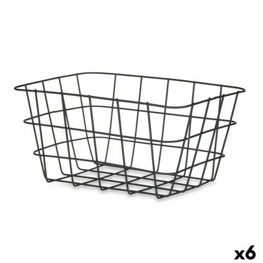 Cesta Multiusos Kinvara W5759K-S BLACK Negro Metal 24,5 x 12 x 18 cm Rectangular (6 Unidades)