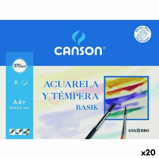 Papel de acuarela Canson 6 Hojas 370 g/m² (20 Unidades)