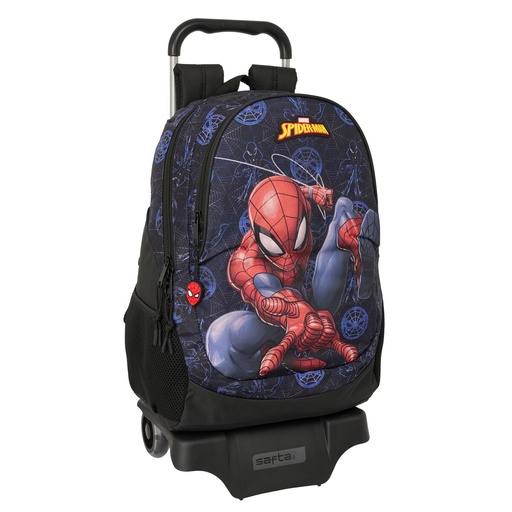 School Rucksack with Wheels Spider-Man Attack Black 32 x 44 x 16 cm
