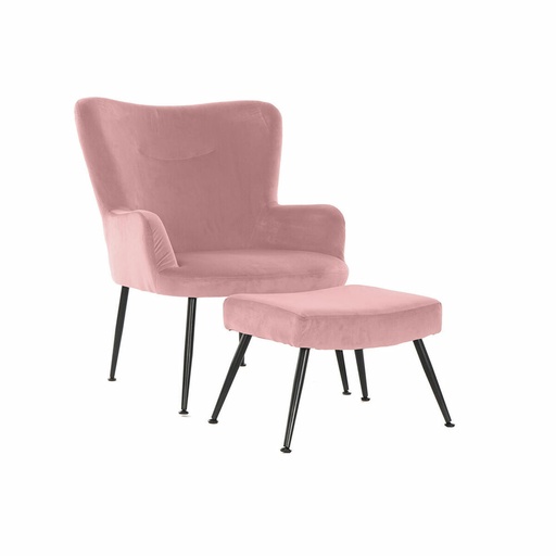 Sillón DKD Home Decor Negro Rosa 70 x 60 x 84 cm
