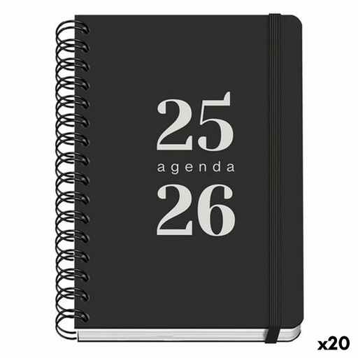 Diary DOHE GRAMMAR Black A5 150 x 210 mm (20 Units)
