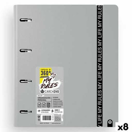 Ring binder Carchivo CARPEBLOCK 360 MY RULES Grey A4 (8 Units)