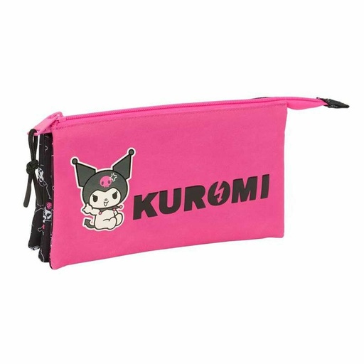 Triple Carry-all Kuromi Black Fuchsia 22 x 12 x 3 cm