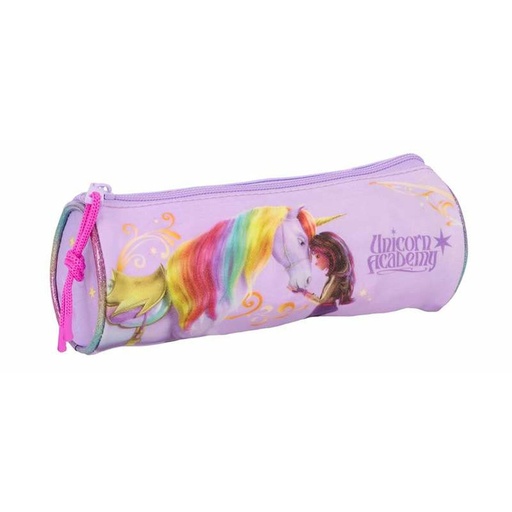 Estuche Escolar Cilíndrico Unicorn Academy Lila 20 x 7 x 7 cm
