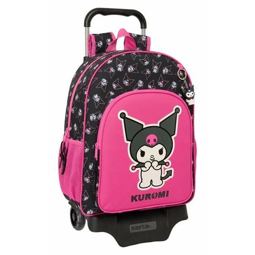 Mochila Escolar con Ruedas Kuromi Negro Fucsia 33 x 42 x 14 cm