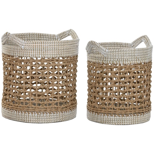 Basket set Home ESPRIT White Natural Paper Seagrass (2 Pieces)